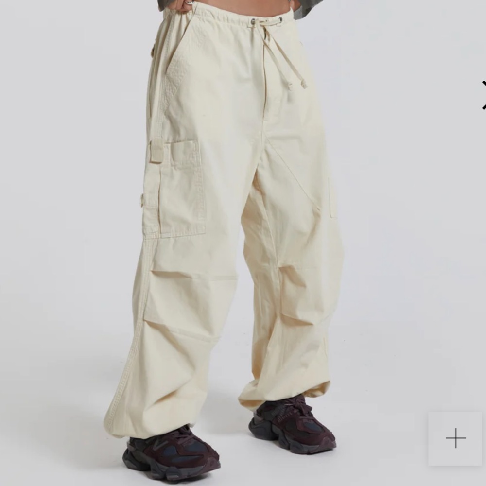Jaded London Ecru Parachute Cargo Pants